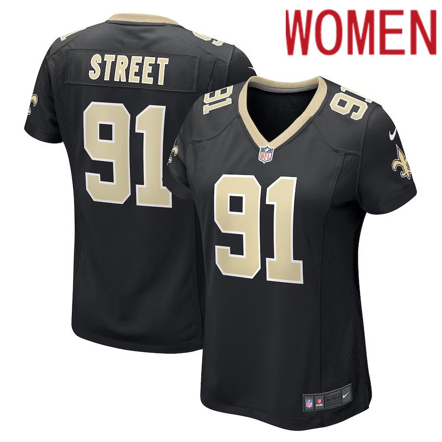 Women New Orleans Saints 91 Kentavius Street Nike Black Game Player NFL Jersey